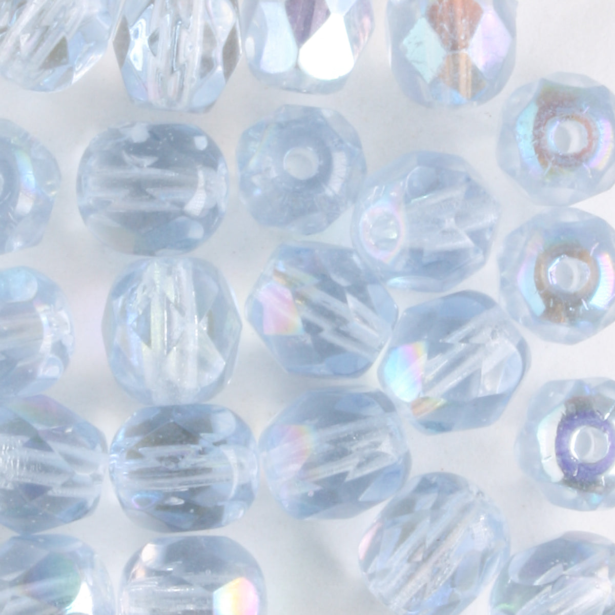 6mm Round Fire Polish Light Blue AB