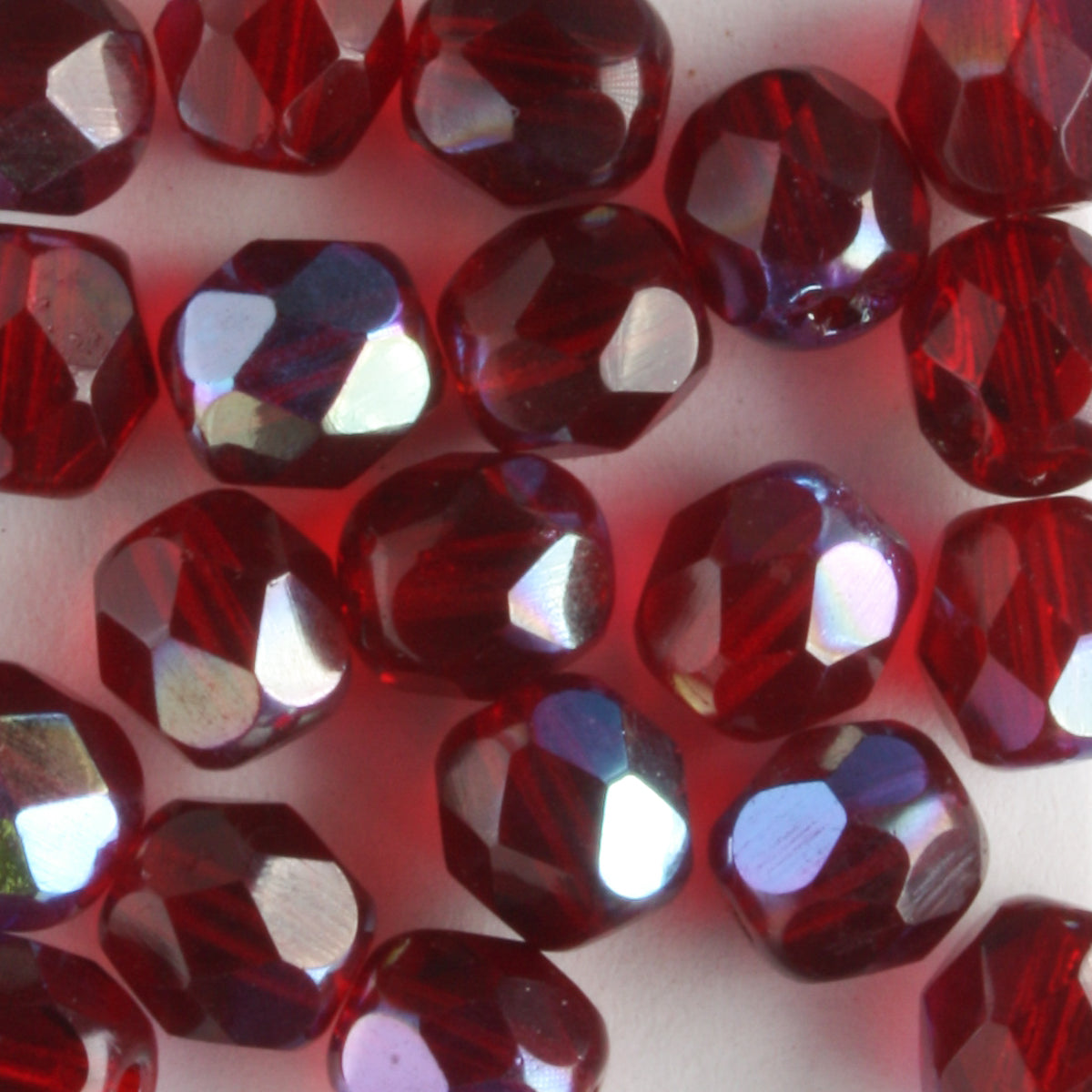 6mm Round Fire Polish Garnet AB