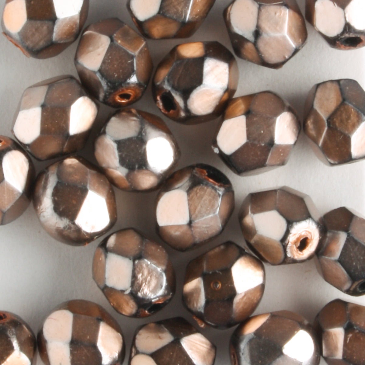 6mm Round Fire Polish Metallic Peach