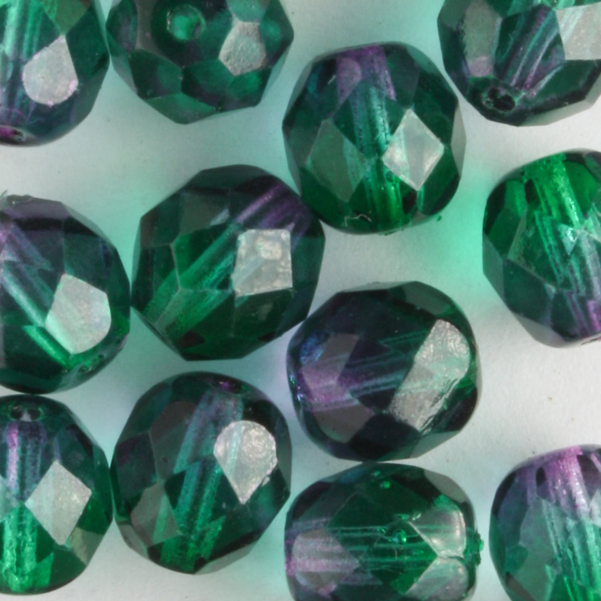 8mm Round Fire Polish Green/Purple