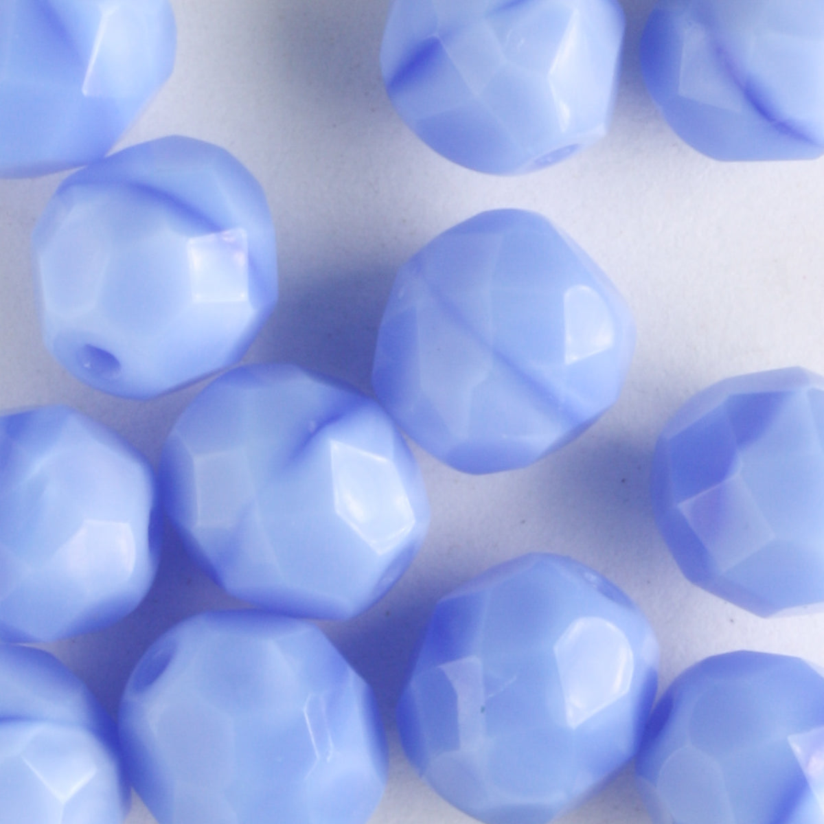 8mm Round Fire Polish Opaque Blue