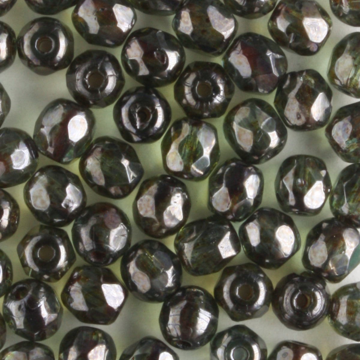 4mm Round Fire Polish Fern Green Luster