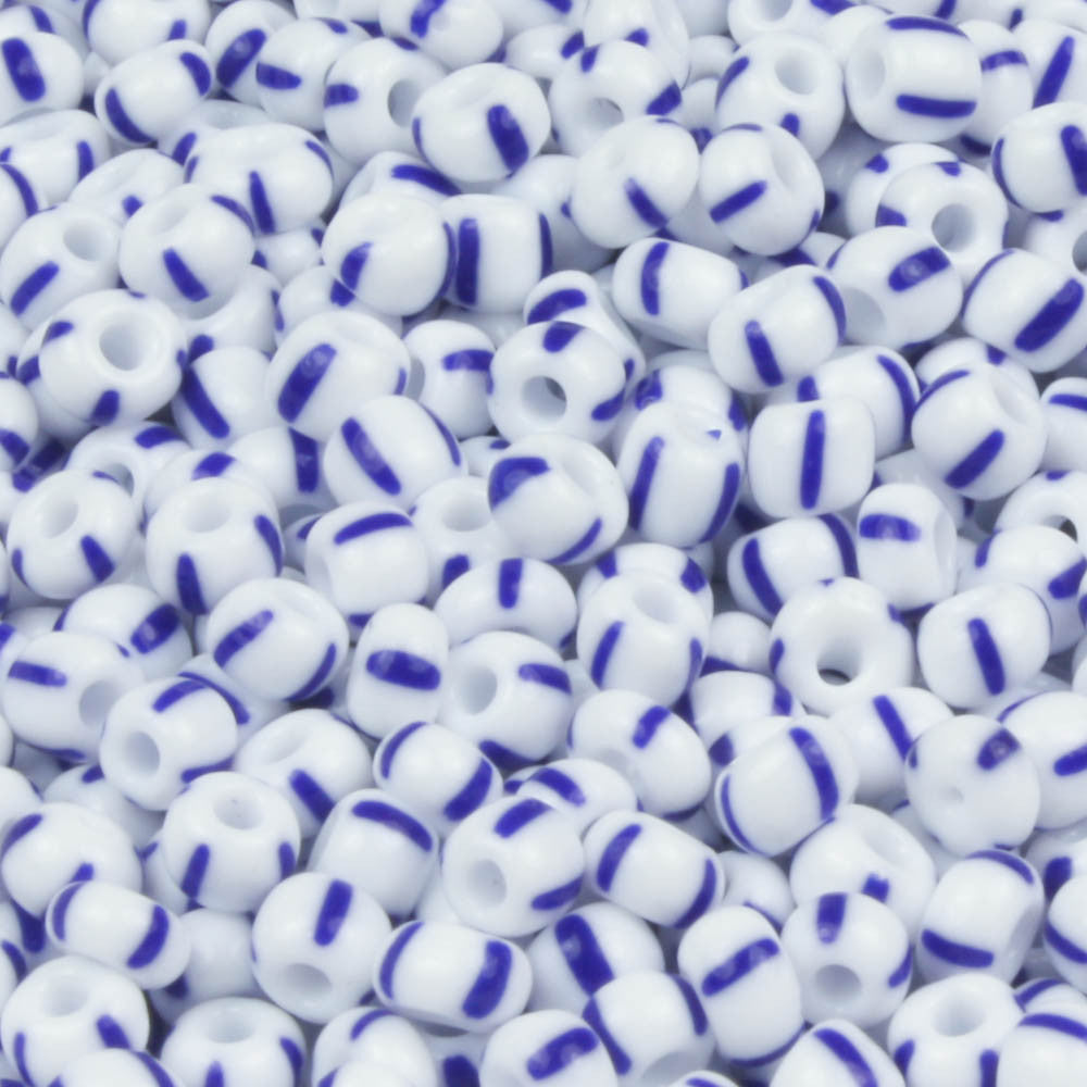 8/0 White with Blue Stripe - 10 grams