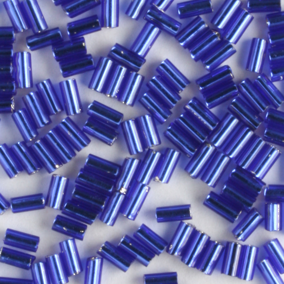 3mm Bugle Silver Lined Cobalt Blue