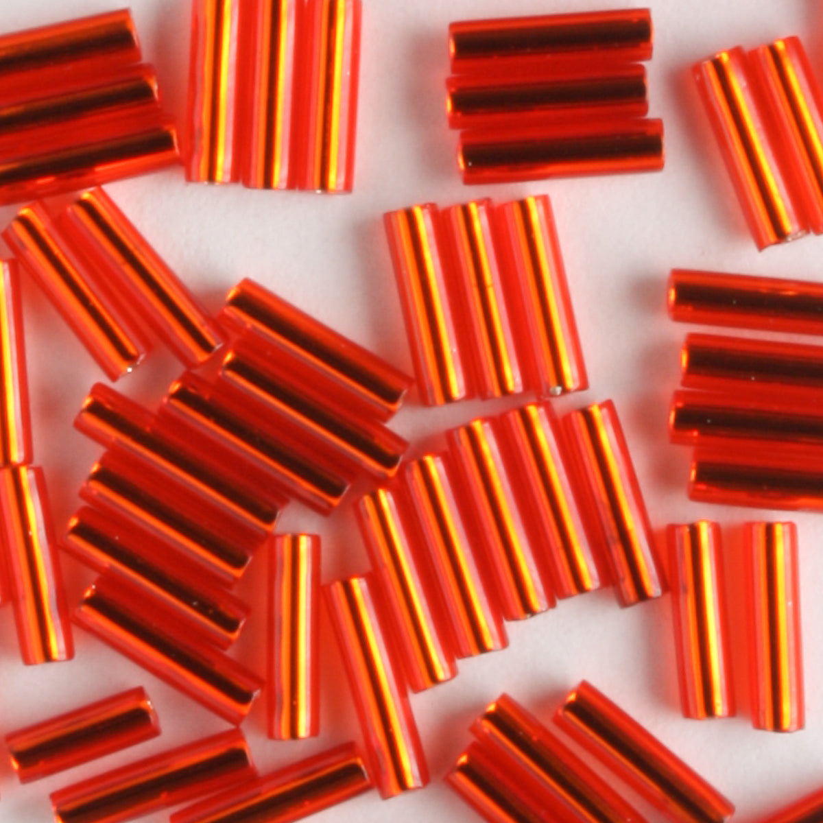 6mm Bugle Silver Lined Orange Red