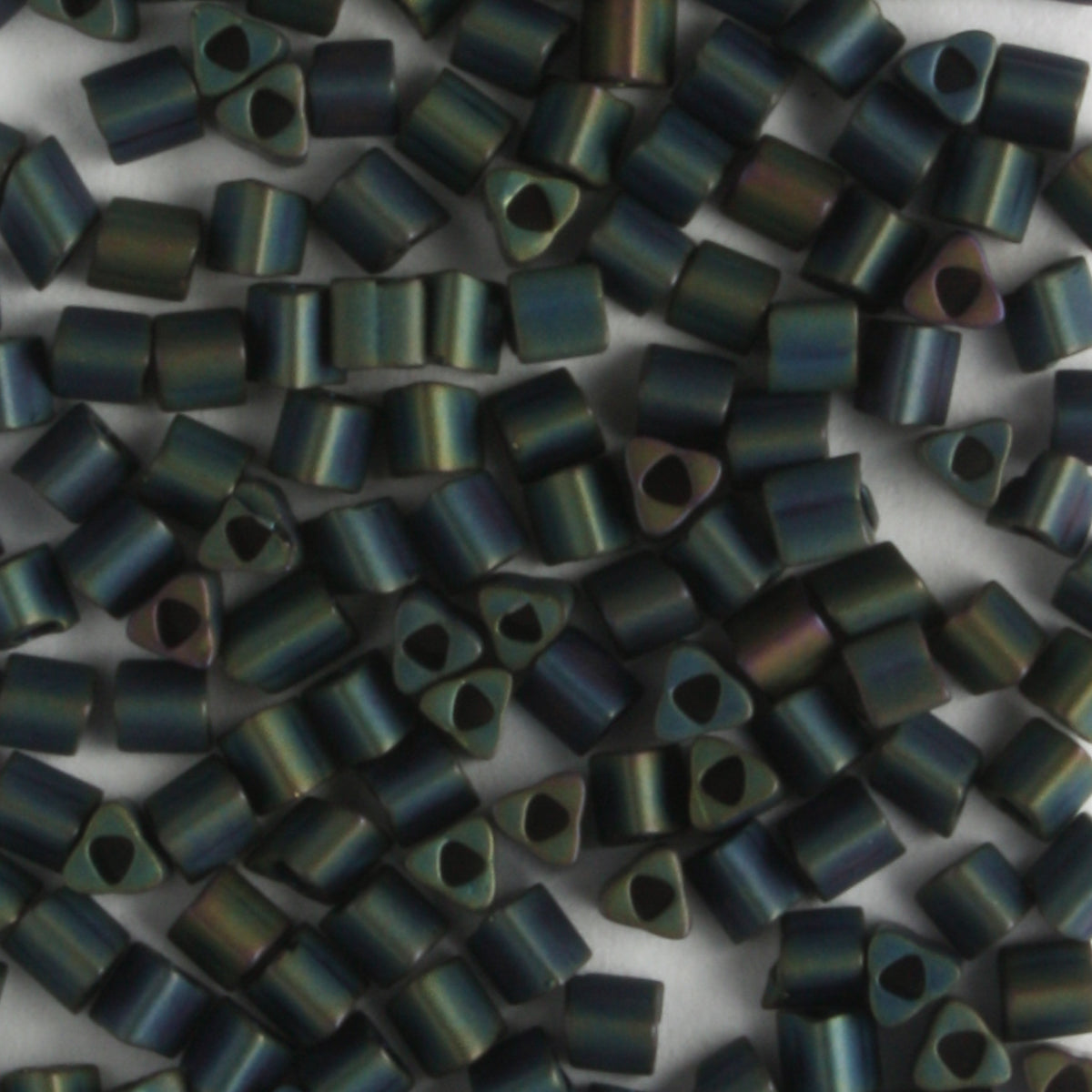 11/0 Triangle Frosted Green Brown - 10 grams