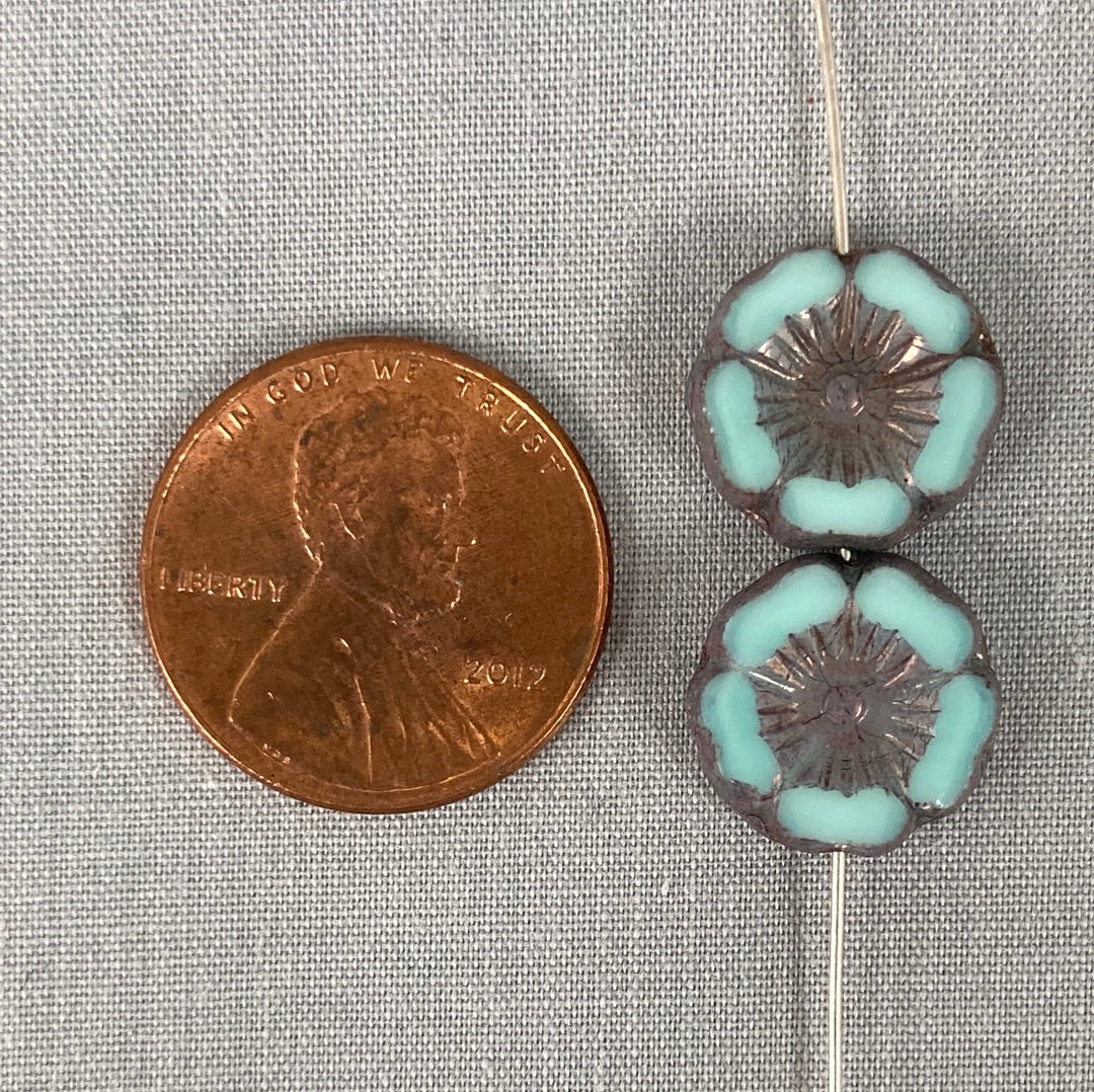 12mm Hibiscus Flower - Blue/Green