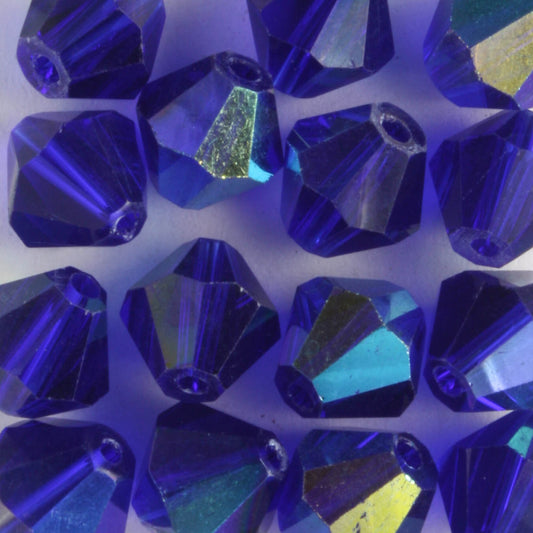 8mm Bicone Cobalt AB - 15 beads