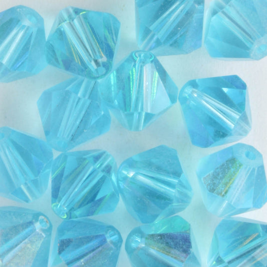 8mm Bicone Aqua AB - 15 beads