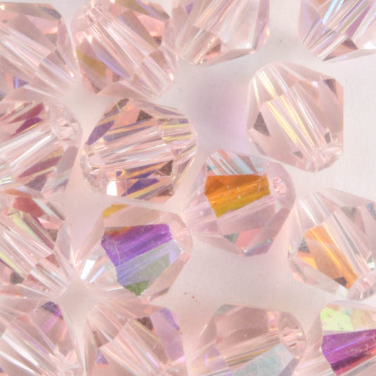 8mm Bicone Pink AB - 15 beads