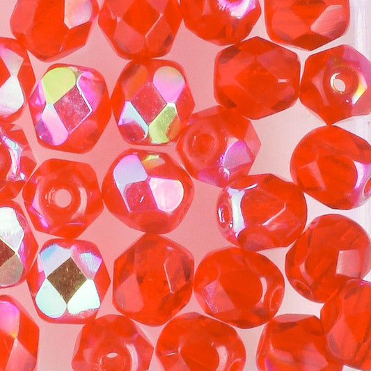 6mm Round Fire Polish Light Red AB
