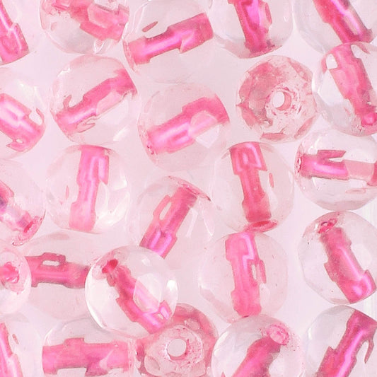 6mm Round Fire Polish Magenta Lined Clear