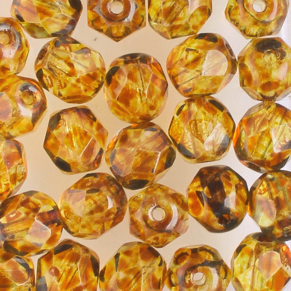 6mm Round Fire Polish Tortoise Gold