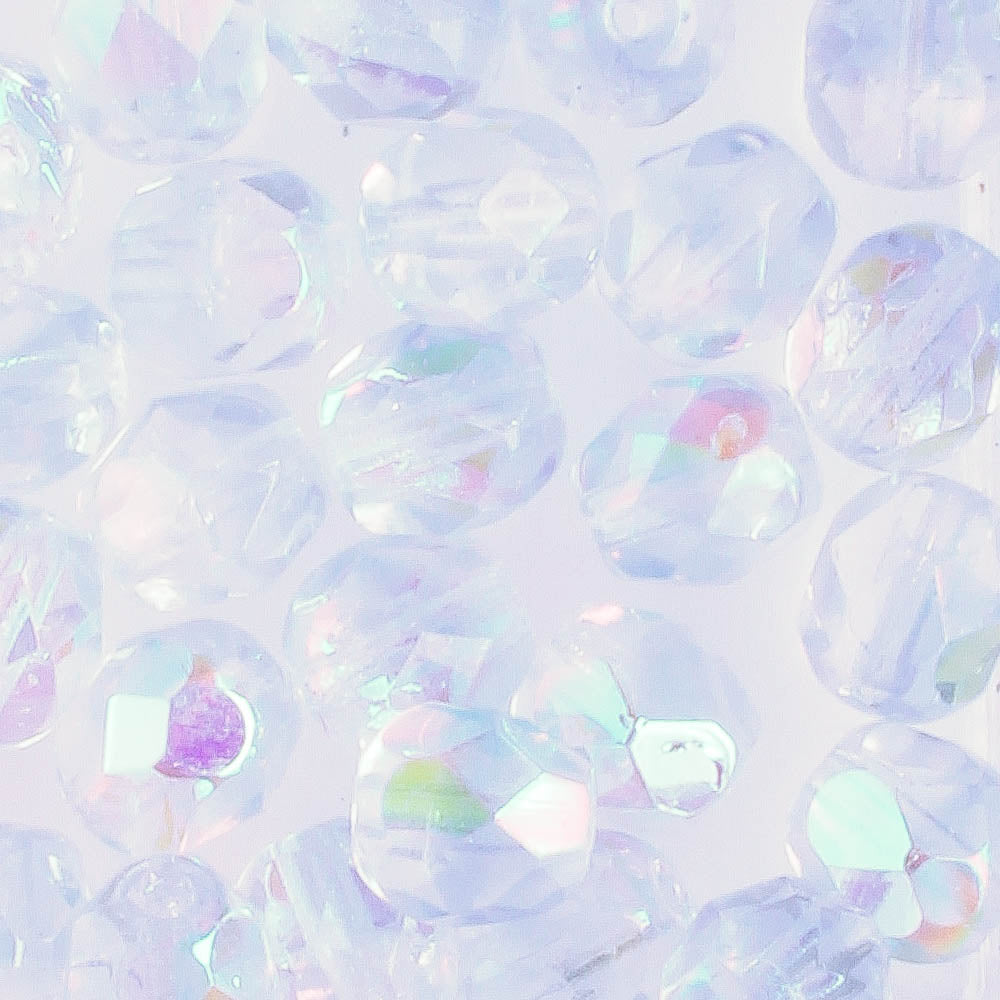 6mm Round Fire Polish Clear Light Blue
