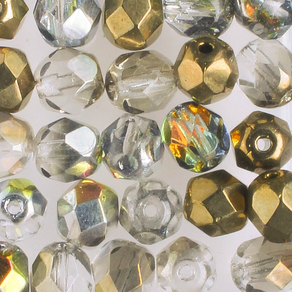 6mm Round Fire Polish Bronze Clear AB