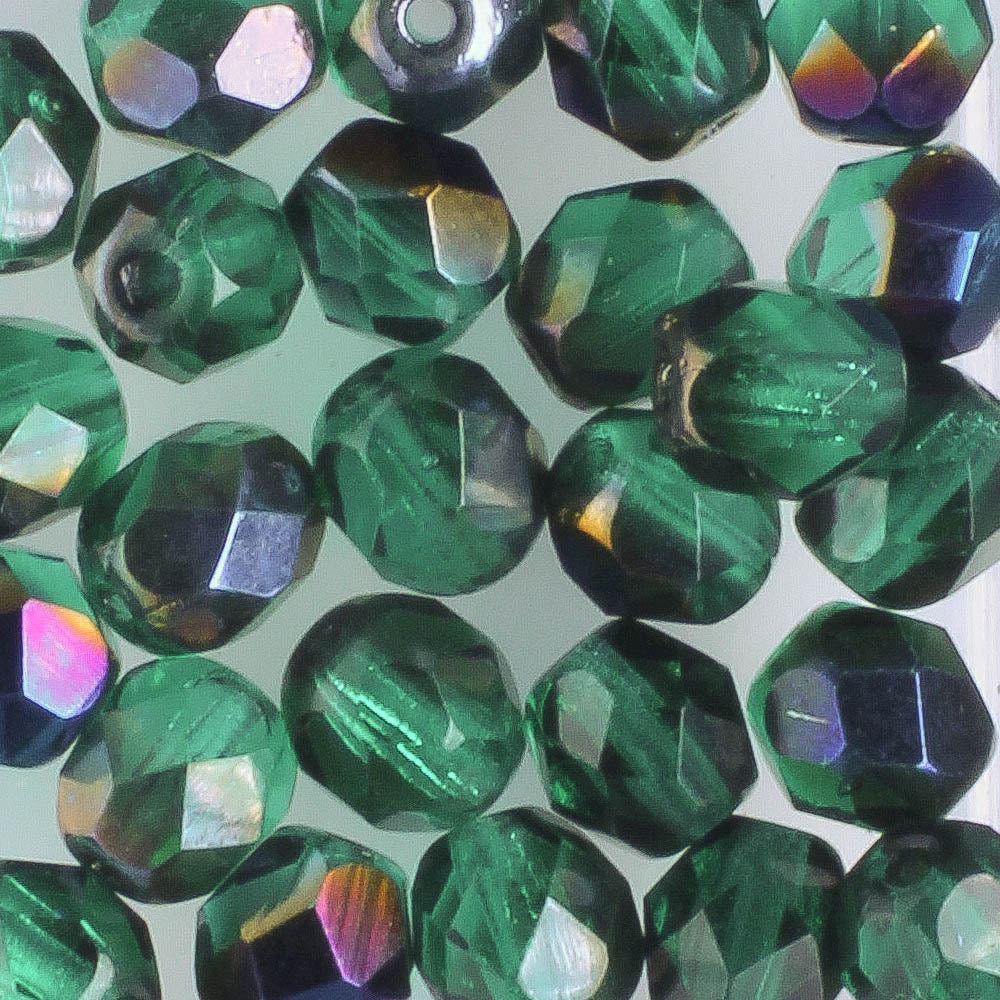 6mm Round Fire Polish Blue Green