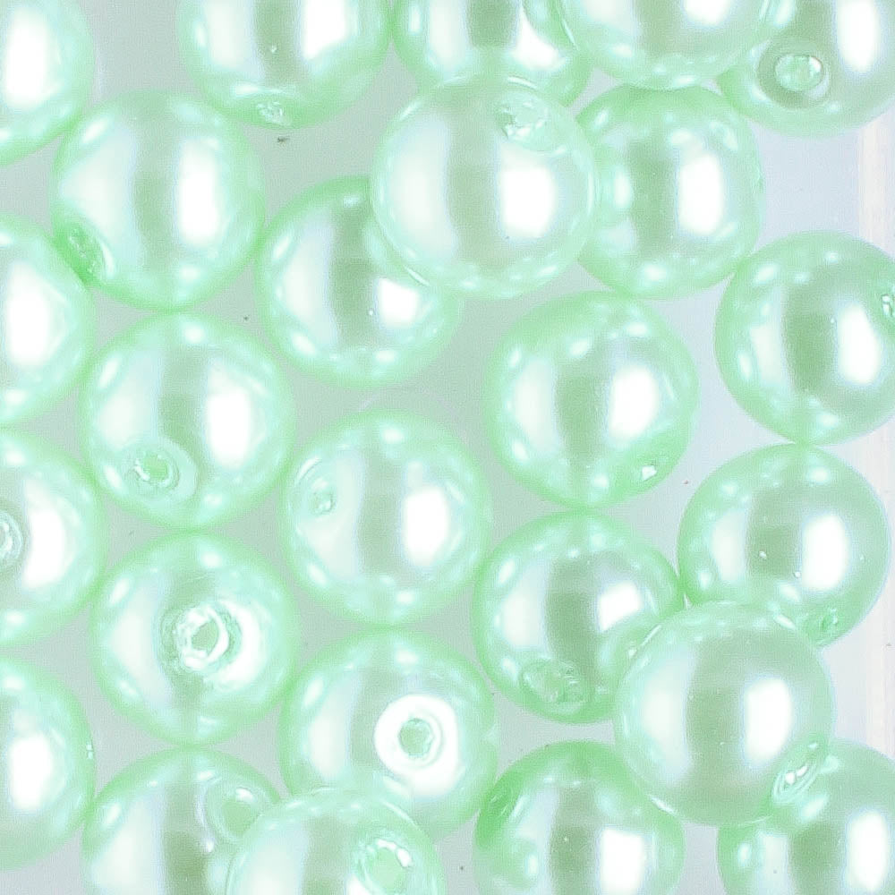 6mm Round Glass Pearl Mint - 25 beads