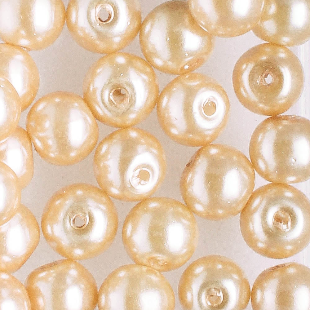 6mm Round Glass Pearl Sand - 25 beads