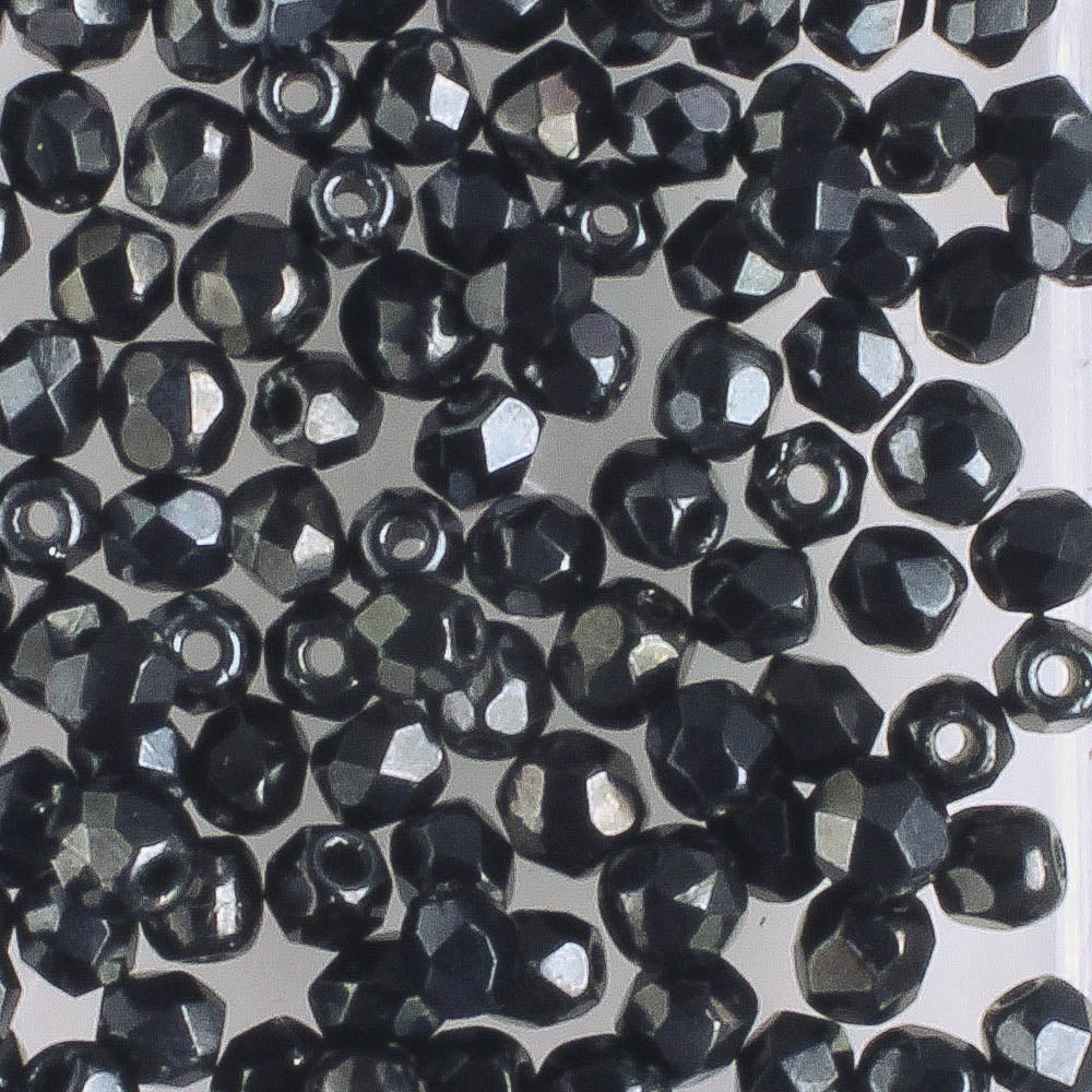 3mm Round Fire Polish Jet Hematite