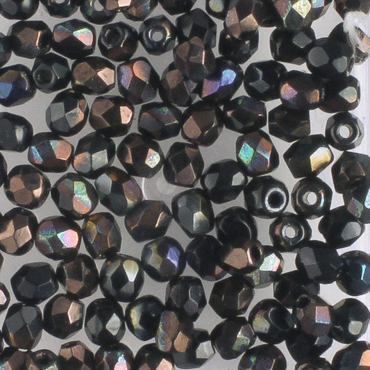 3mm Round Fire Polish Jet Iris