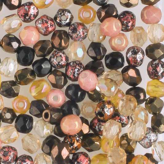 3mm Round Fire Polish Brown Mix