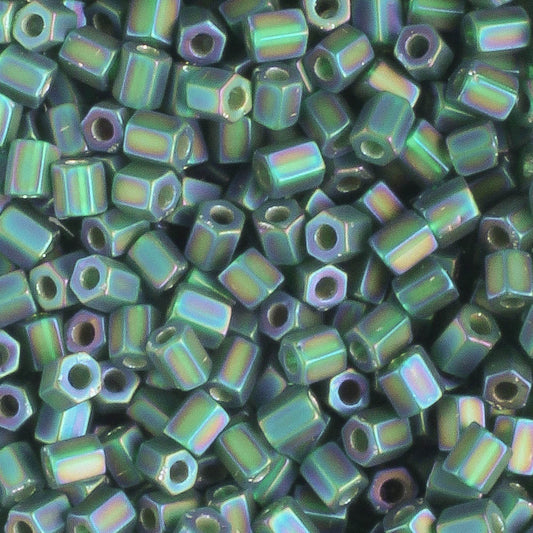 8/0 Hex Frost Iris Green - 10 grams