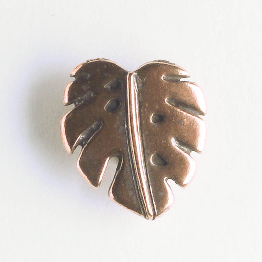 Monstera Leaf Button - Antique Copper