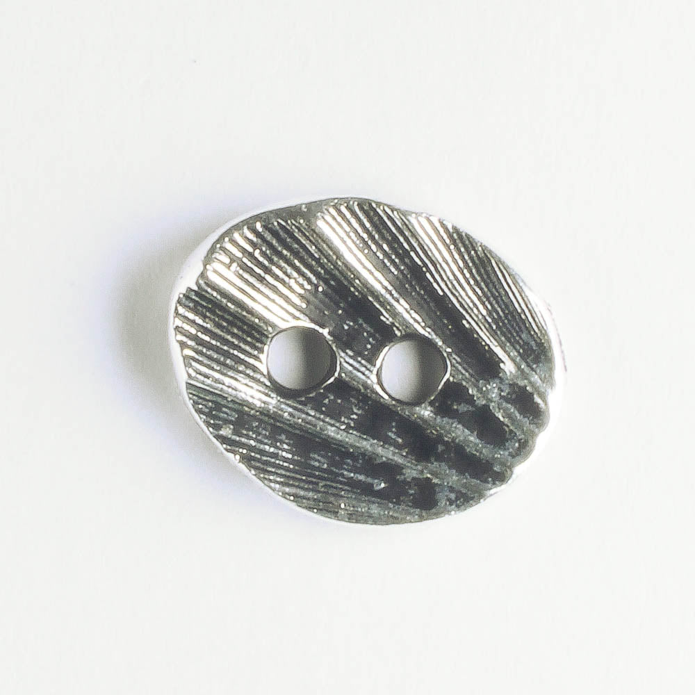 Oval Shell Button - Antique Silver