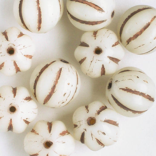 8mm Melon - White with Brown