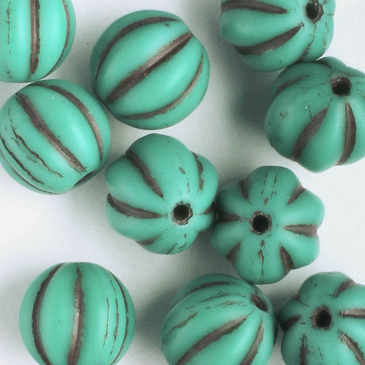 8mm Melon - Matte Sea Green with Brown