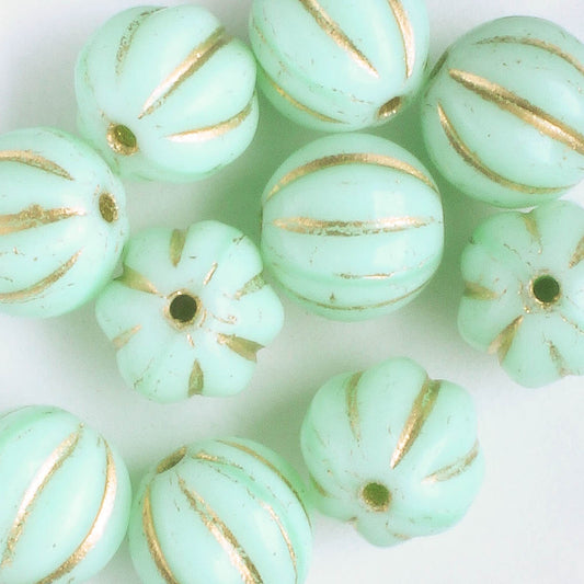 8mm Melon - Mint with Gold
