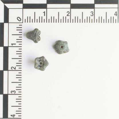 5x6mm Bell Flower - Black Picasso with Turquoise