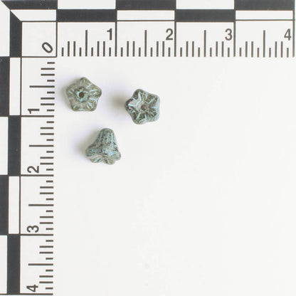 5x6mm Bell Flower - Black Picasso with Turquoise