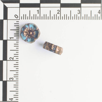 9mm Hibiscus Flower - Pale Blue with Copper