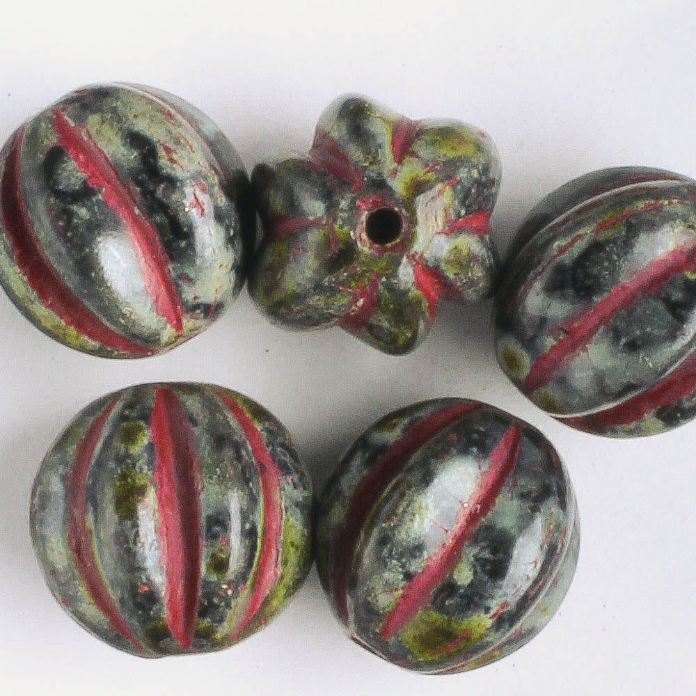 10mm Melon - Black Picasso with Red