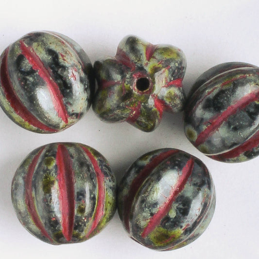 10mm Melon - Black Picasso with Red