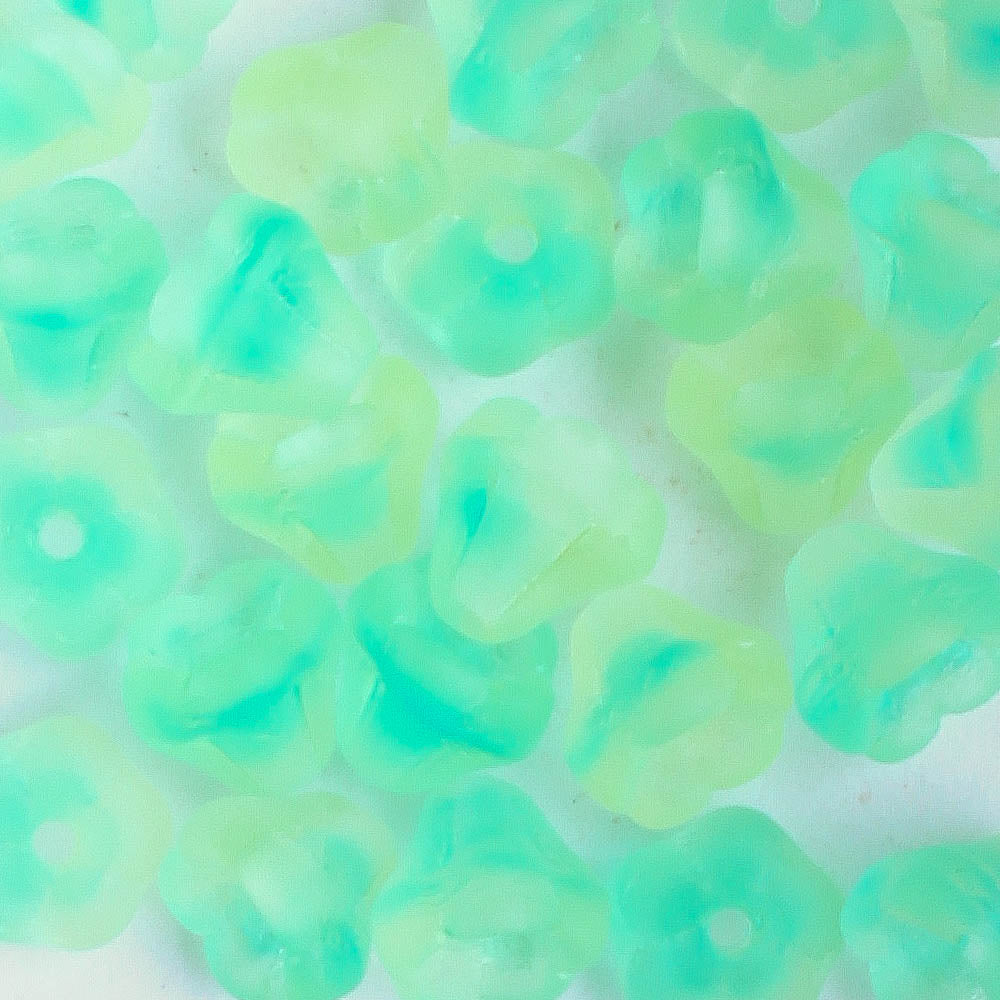 5x6mm Bell Flower - Aqua/Yellow