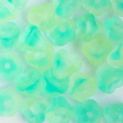 5x6mm Bell Flower - Aqua/Yellow
