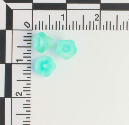 5x6mm Bell Flower - Aqua/Yellow