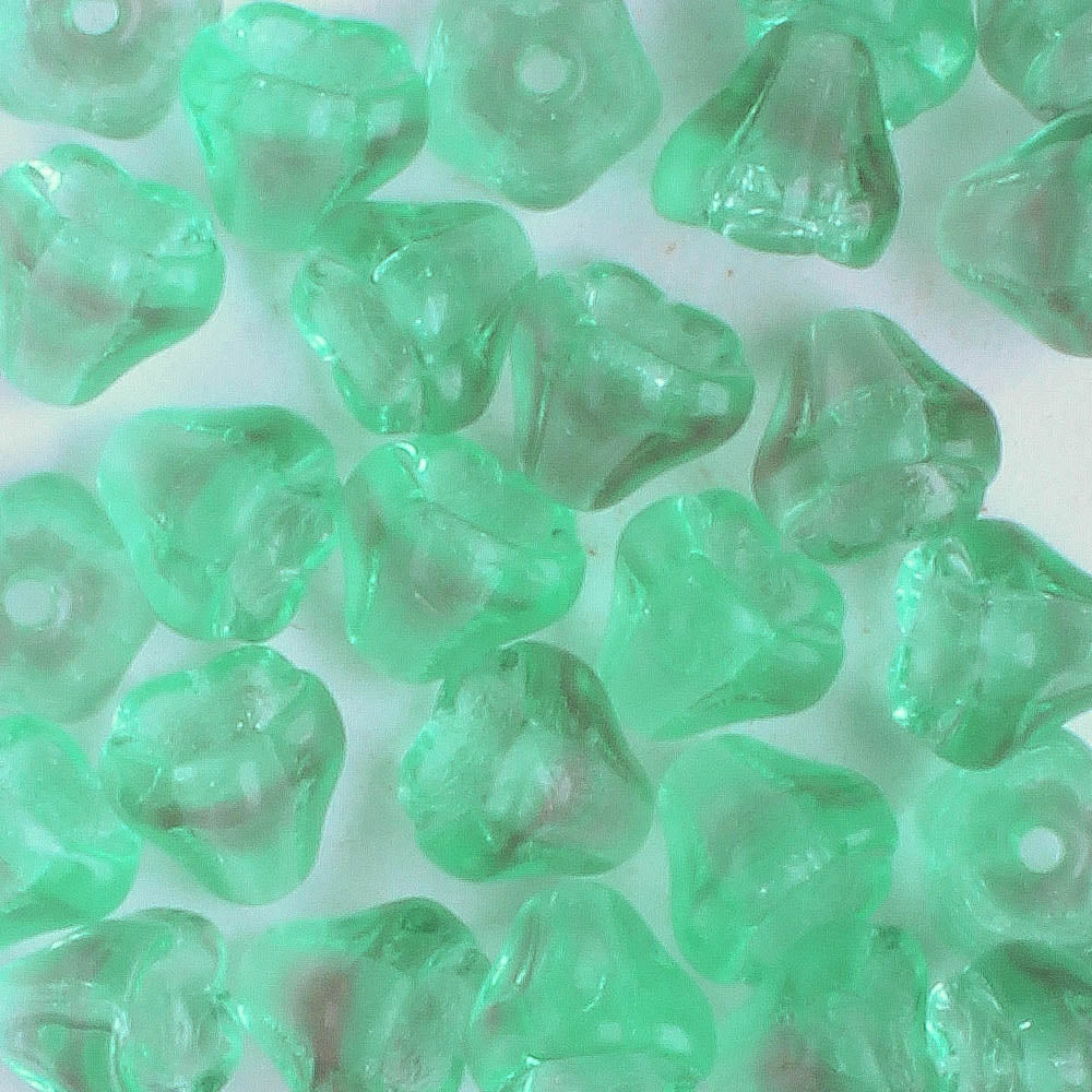 5x6mm Bell Flower - Aqua/Gray