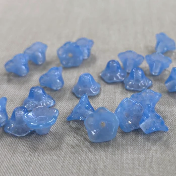 4x6mm Bell Flower - Milky Blue