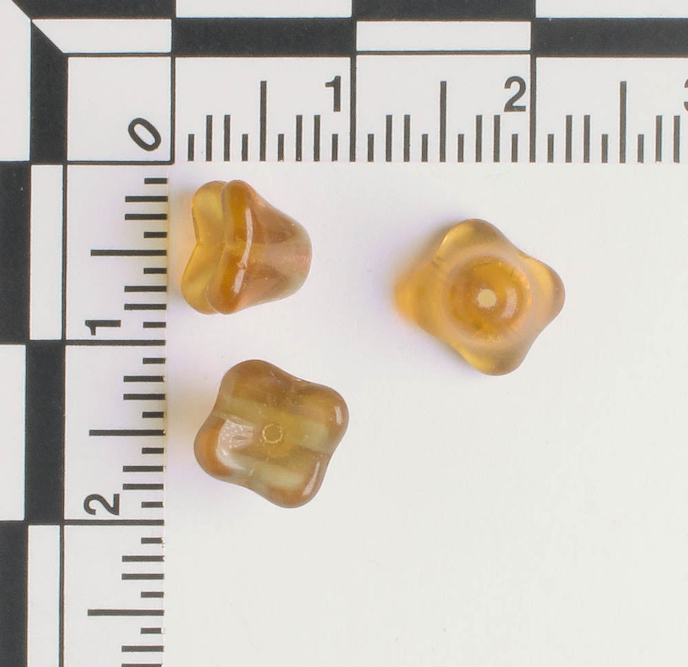 5x8mm Bell Flower - Amber with Turquoise