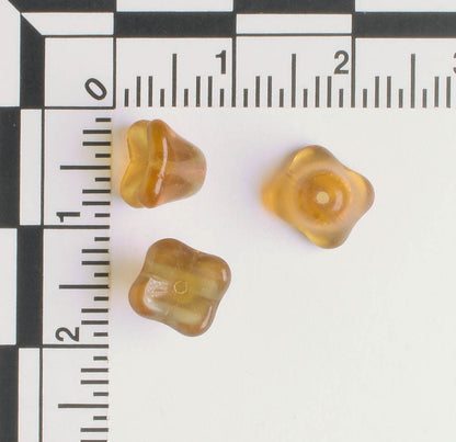 5x8mm Bell Flower - Amber with Turquoise