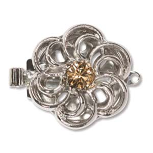 Box Clasp - Gold with Topaz Crystal