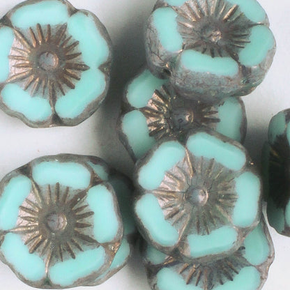12mm Hibiscus Flower - Blue/Green