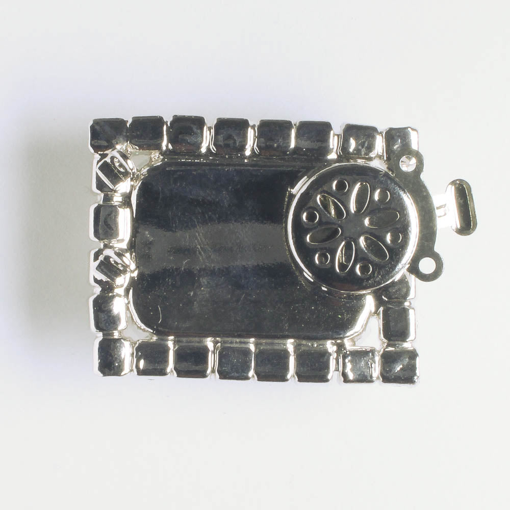 Box Clasp with Rhinestones 31x25mm
