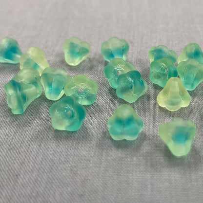 5x6mm Bell Flower - Aqua/Yellow