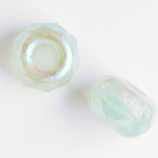 8x12mm Large Hole Roller bead Light Green and Gold
