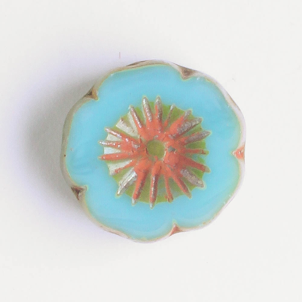 14mm Hibiscus Flower - Sky Blue Picasso