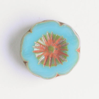 14mm Hibiscus Flower - Sky Blue Picasso